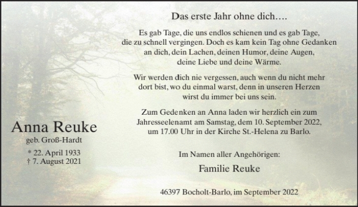 Traueranzeigen – Bestattungen Büsker